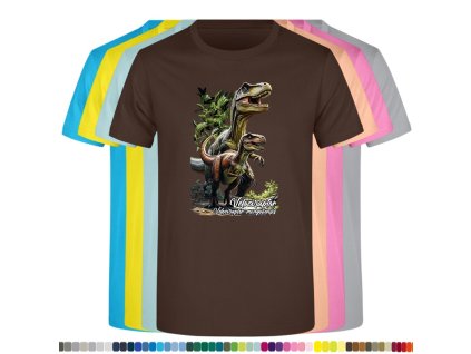 cokoladove-levne-bavlnene-tricko-velociraptor-dino
