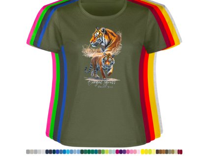 olivove-zelene-damske-levne-bavlnene-tricko-bengalsti-tygri