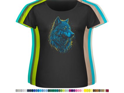 cerne-damske-tricko-magie-modry-vlk