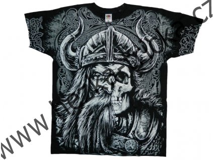 tričko, potisk, viking, lebka, sekera, Thorovo kladivo