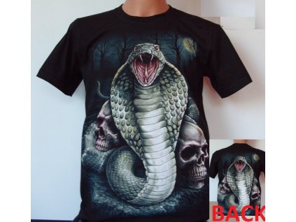 tričko, had, kobra, lebky, metalové, horor