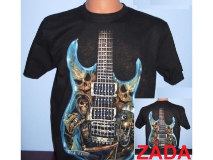 tričko, kytara, černé, rock eagle, svítící, fluorescenční potisk