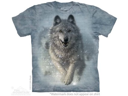dětské tričko-vlk-sníh-mountain-batikované-bavlněné