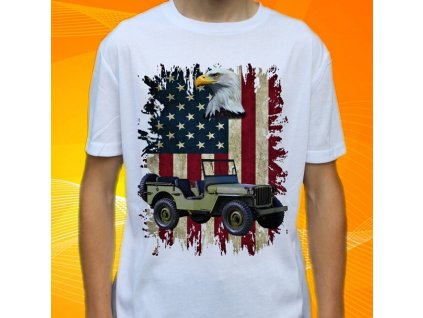 tričko, dětské, pánské, potisk, military, jeep willys