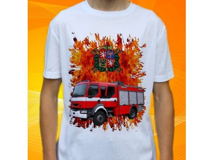 tričko, dětské, pánské, potisk. hasičské auto, renault