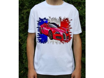 Dětské a pánské tričko s autem Bugatti Veyron červené