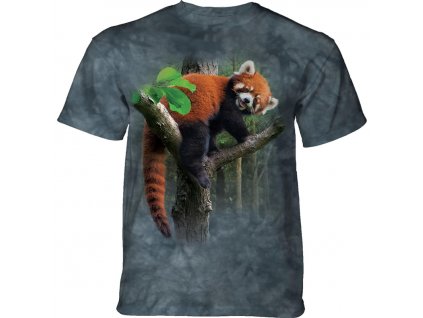 detske tricko bavlnene batikovane potisk mountain cervena panda