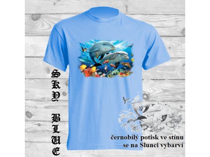 modre detske tricko delfin