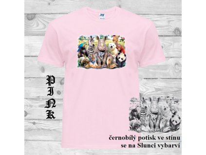 zviratka zoo ruzove tricko uv potisk
