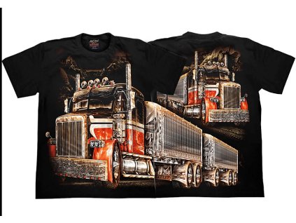 tričko, kamion, truck, americký, svítící, fluorescenční potisk