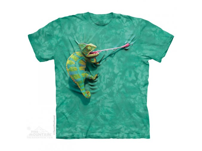 dětské tričko-lovící chameleon-batikované-potisk-mountain