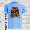svetle modre triko motorka ohnivy kriz