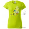 damske tricko neonove limetkove motylci