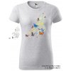 damske tricko svetle sede melirovane motylci