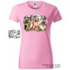 ruzove damske tricko pejsek zviratka