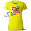 citronove damske tricko hlava papouska