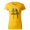 zlute-damske-levne-bavlnene-tricko-laska-papousci
