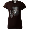cokoladove-hnede-damske-levne-bavlnene-tricko-piercing-gorila