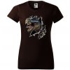 cokoladove-hnede-damske-levne-bavlnene-tricko-trhajici-t-rex