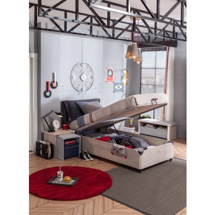 Postel s úložným prostorem vyklápěcí 100x200 cm Trio