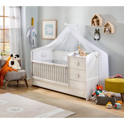 Dětská rostoucí postýlka s přebalovacím pultem Baby Cotton