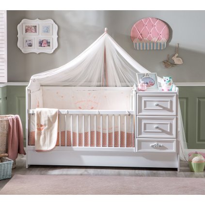 Dětská rostoucí postýlka s přebalovacím pultem Romantic Baby