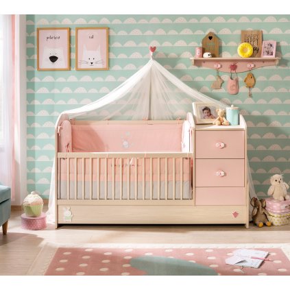Dětská rostoucí postýlka s přebalovacím pultem Baby Girl