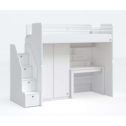 vyvysena postel se schody skrini stolem varia white (4)