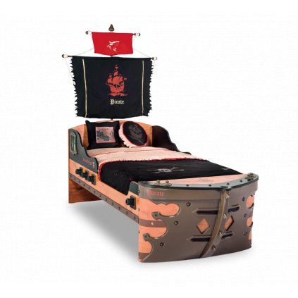 Dětská postel loď velká s matrací 90x190 cm Pirate