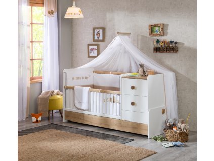 Detská rastúca postieľka s prebaľovacím pultom Natura Baby SET