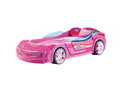 Detská posteľ auto 90x195 cm BiTurbo ružová