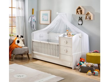 Detská rastúca postieľka s prebaľovacím pultom Baby Cotton