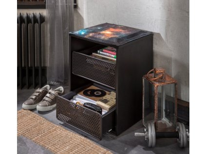 Taburet s úložným priestorom Dark Metal