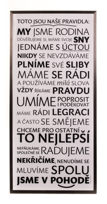 Plakát "Pravidla naší rodiny" 55 x 120 cm, Plakát bez rámu a bez dárkového tubusu