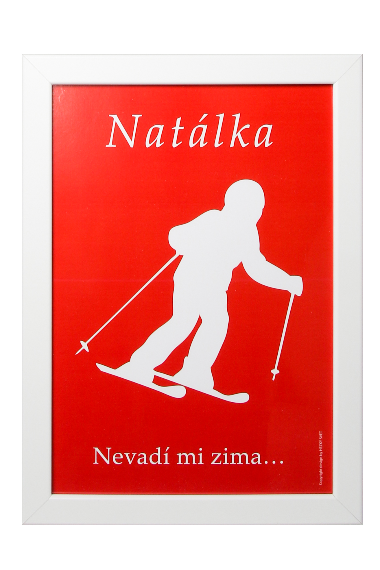Silueta - obrázek na míru - LYŽAŘ 21 x 30 cm, Plakát v bílém rámu