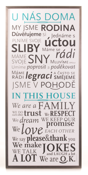 Plakát "Pravidla u nás doma v ČJ/AJ" 55 x 120 cm, Plakát bez rámu a bez dárkového tubusu