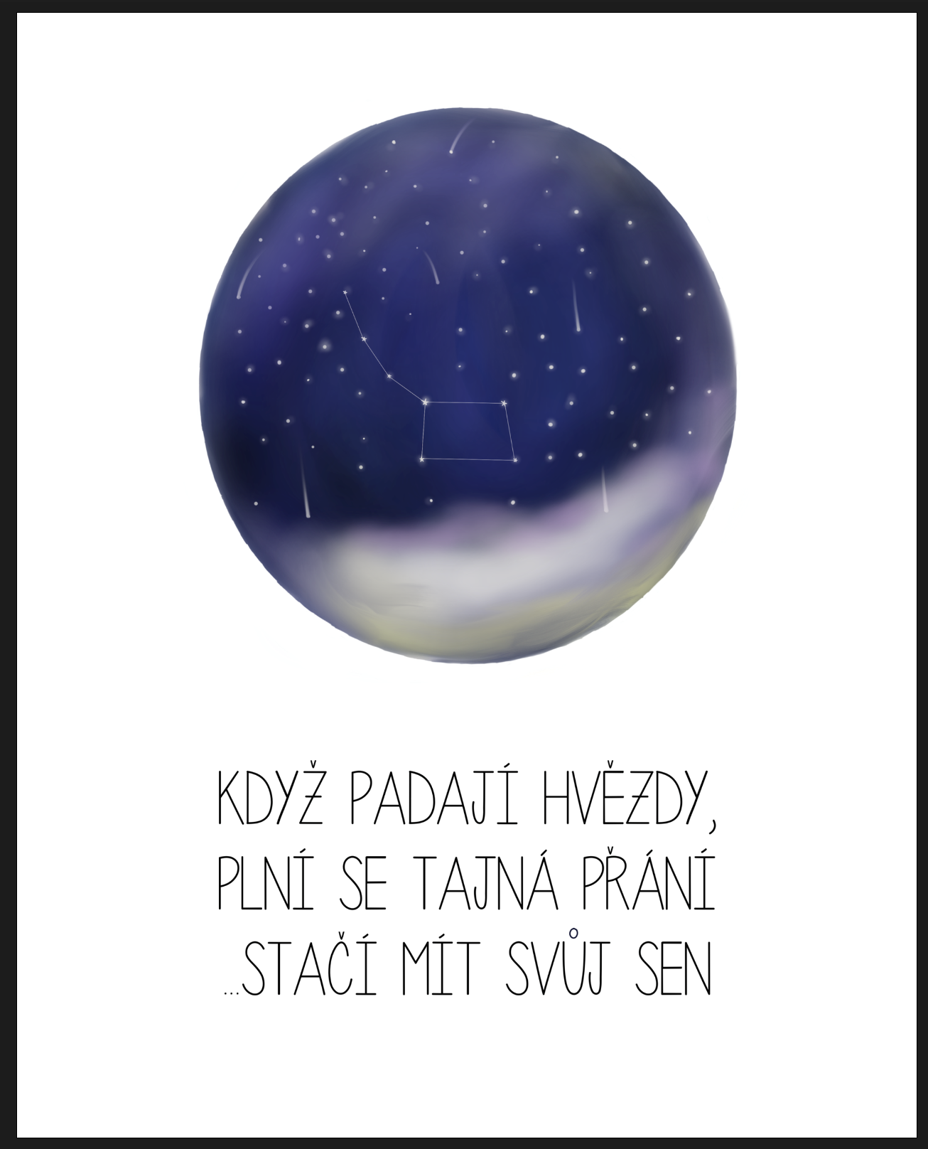 Plakát - Hvězdy - nové 40 x 50 cm, Plakát v červeném rámu