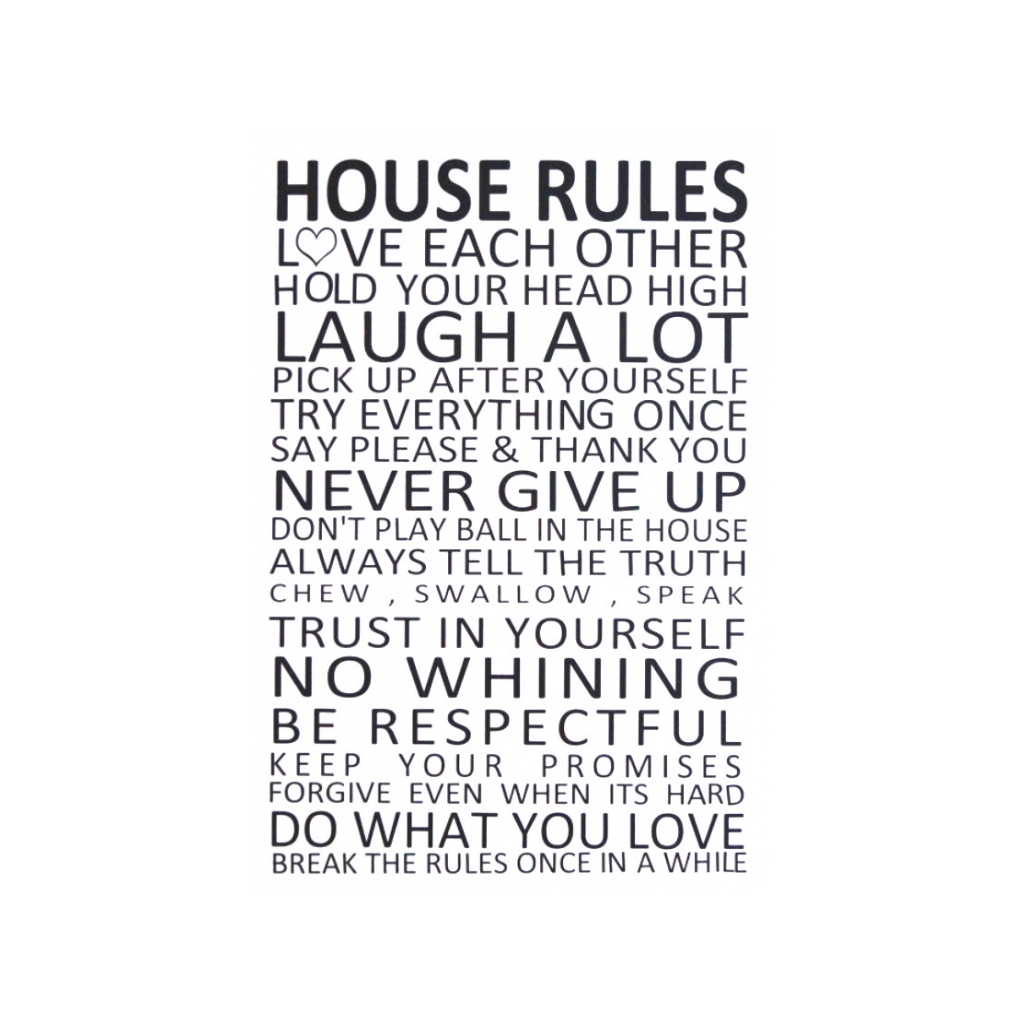 Samolepa na zeď "House rules"