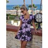 Palm Elegance Purple – letní šaty v naší autorské fialové barvě s černým palmovým tiskem