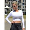 WHITE FLOW BACK – bílý sportovní top s dlouhým rukávem a prostřiženými zády