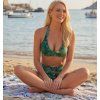 Portofino Emerald - dvoudílné plavky  dámské zelené dvoudílné plavky se zlatým mramorovým vzorem
