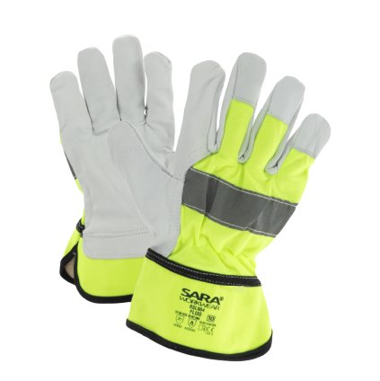 Kožené rukavice FLUO - kombinované (Velikost Rukavic 10)