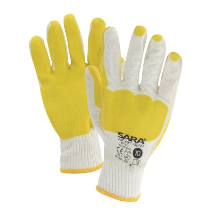Rukavice máčené v latexu YELLOW BRUK (Velikost Rukavic 10)