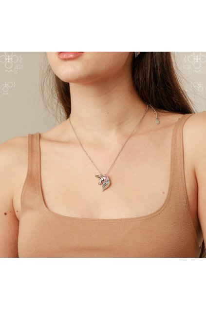 Náhrdelníky Swarovski Jednorožec Fuchsia