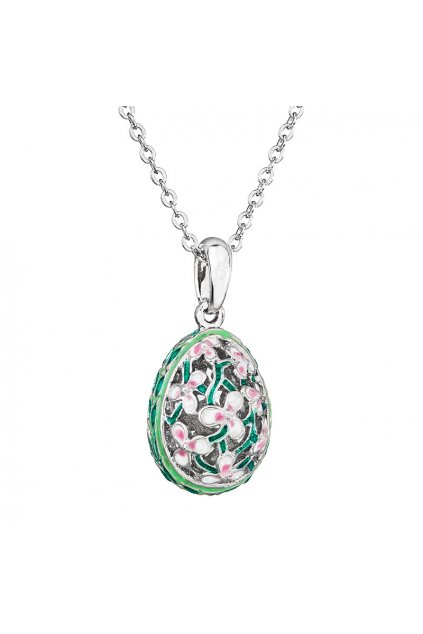 Náhrdelník Vajíčko bílé květy Swarovski