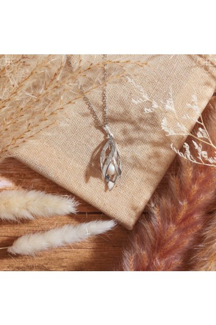 Náhrdelníky Swarovski perla s listy Pearlescent White
