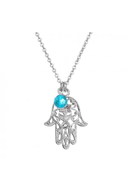Náhrdelník fatima korálek aqua Swarovski