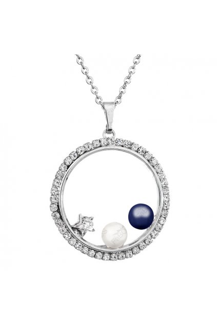 Náhrdelník Kruh s perlami Modrá Swarovski