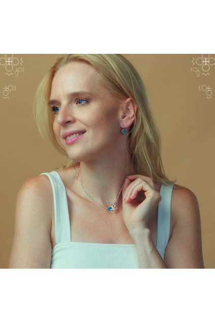 Náhrdelníky Swarovski Rivoli s kroužky Aquamarine