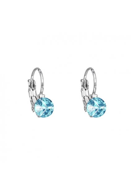 Náušnice Rivoli 6mm klapka Aqua Swarovski